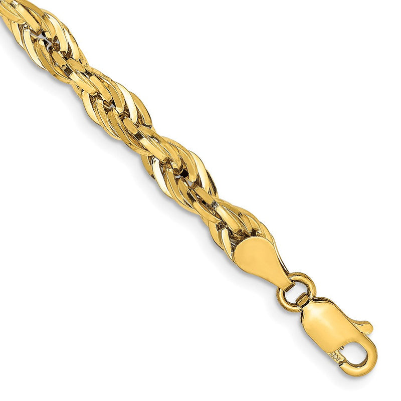 10K Gelbgold 4.75mm Halbmassiv Kordel Gliederarmband