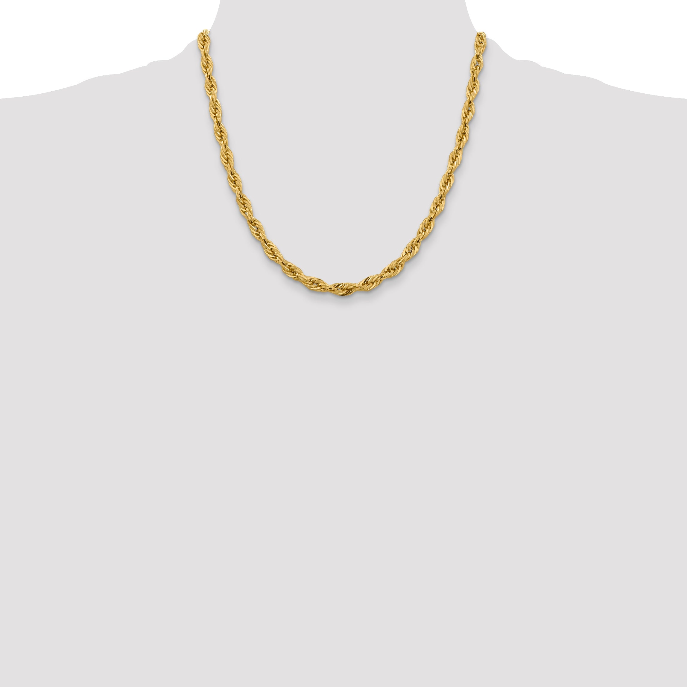 10K Gelbgold 5.4mm Halbmassiv Kordel Halskette