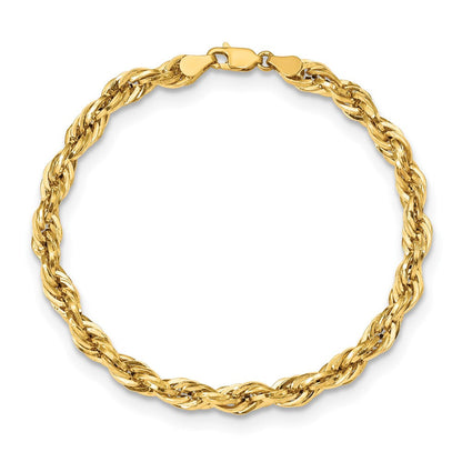 10K Gelbgold 5.4mm Halbmassiv Kordel Gliederarmband
