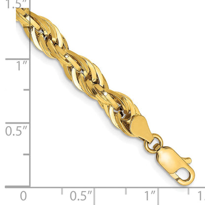 10K Gelbgold 5.4mm Halbmassiv Kordel Gliederarmband