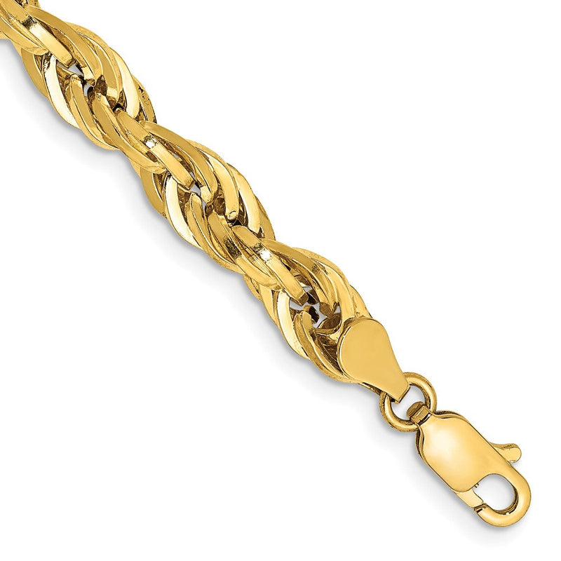 10K Gelbgold 5.4mm Halbmassiv Kordel Gliederarmband