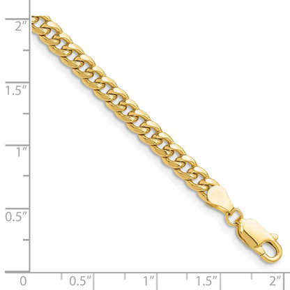 10K Gelbgold 4.5mm Halbmassiv Miami Kubanisch Kette Fußkettchen