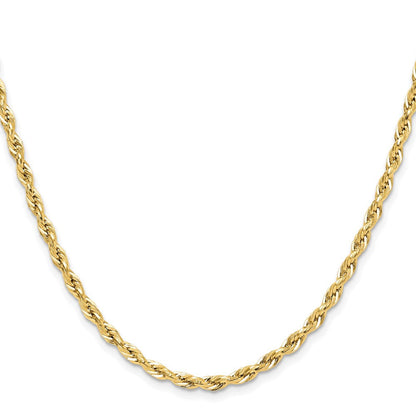 10K Gelbgold 3.5mm Halbmassiv Kordel Halskette