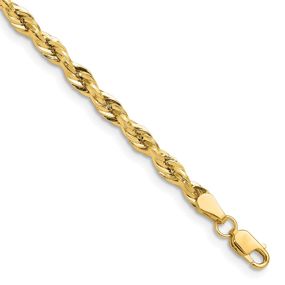10K Gelbgold 3.5mm Halbmassiv Kordel Gliederarmband