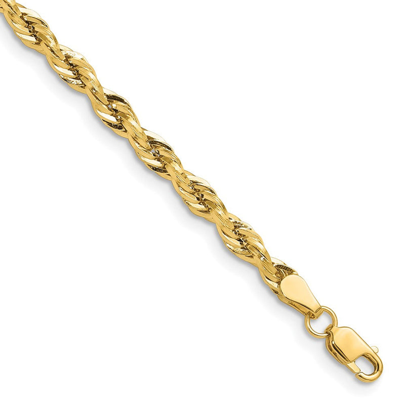 10K Gelbgold 3.5mm Halbmassiv Kordel Gliederarmband