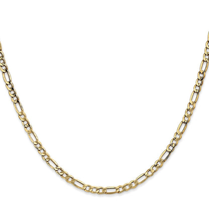 10K Gelbgold 3.5mm Halbmassiv Figaro Halskette