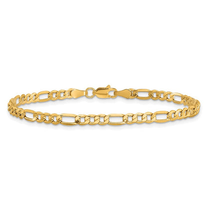 10K Gelbgold 3.5mm Halbmassiv Figaro Gliederarmband