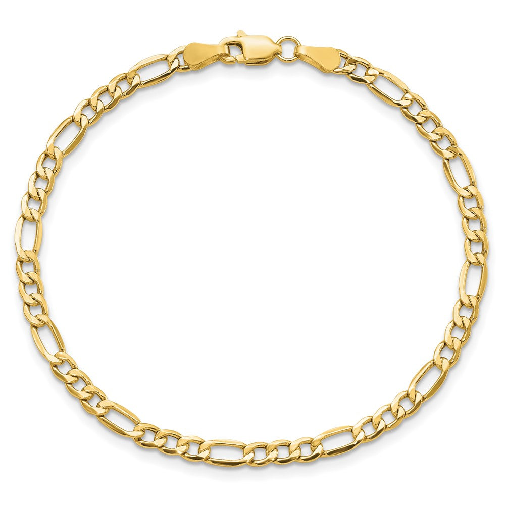 10K Gelbgold 3.5mm Halbmassiv Figaro Gliederarmband