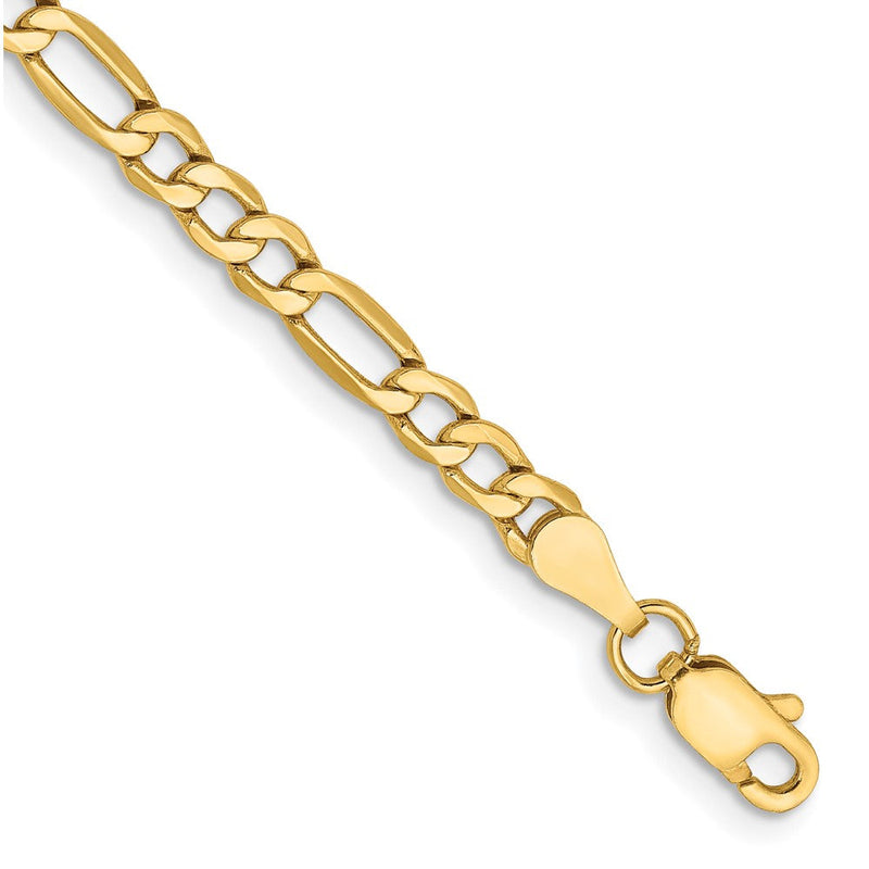 10K Gelbgold 3.5mm Halbmassiv Figaro Gliederarmband