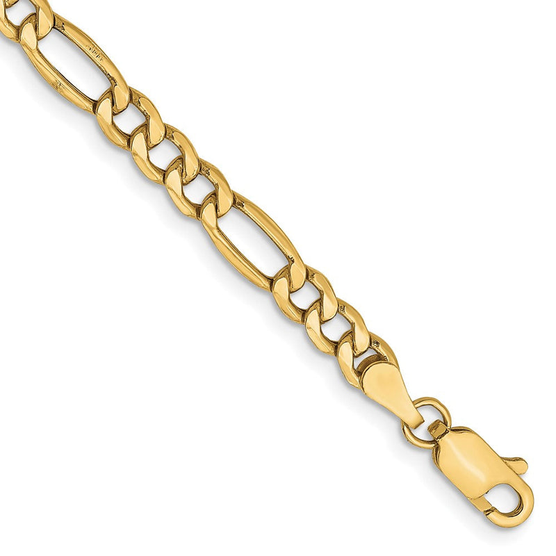 10K Gelbgold 4.2mm Halbmassiv Figaro Gliederarmband