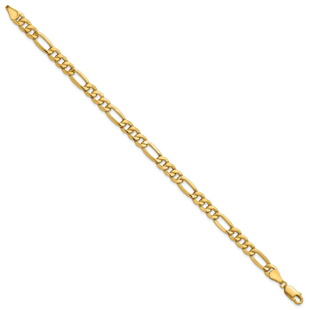 10K Gelbgold 6.25mm Halbmassiv Figaro Gliederarmband