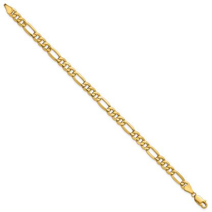 10K Gelbgold 6.25mm Halbmassiv Figaro Gliederarmband