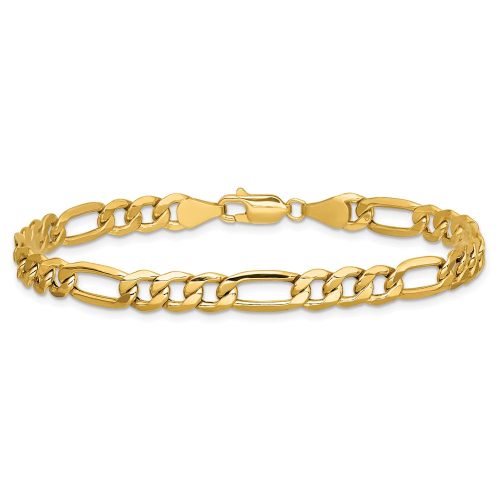 10K Gelbgold 6.25mm Halbmassiv Figaro Gliederarmband