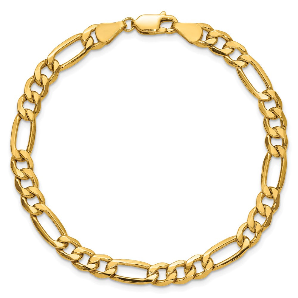 10K Gelbgold 6.25mm Halbmassiv Figaro Gliederarmband