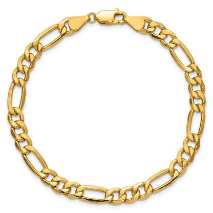 10K Gelbgold 6.25mm Halbmassiv Figaro Gliederarmband