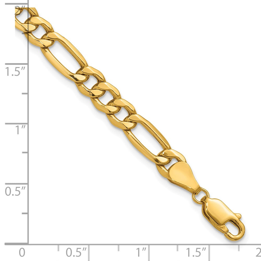 10K Gelbgold 6.25mm Halbmassiv Figaro Gliederarmband