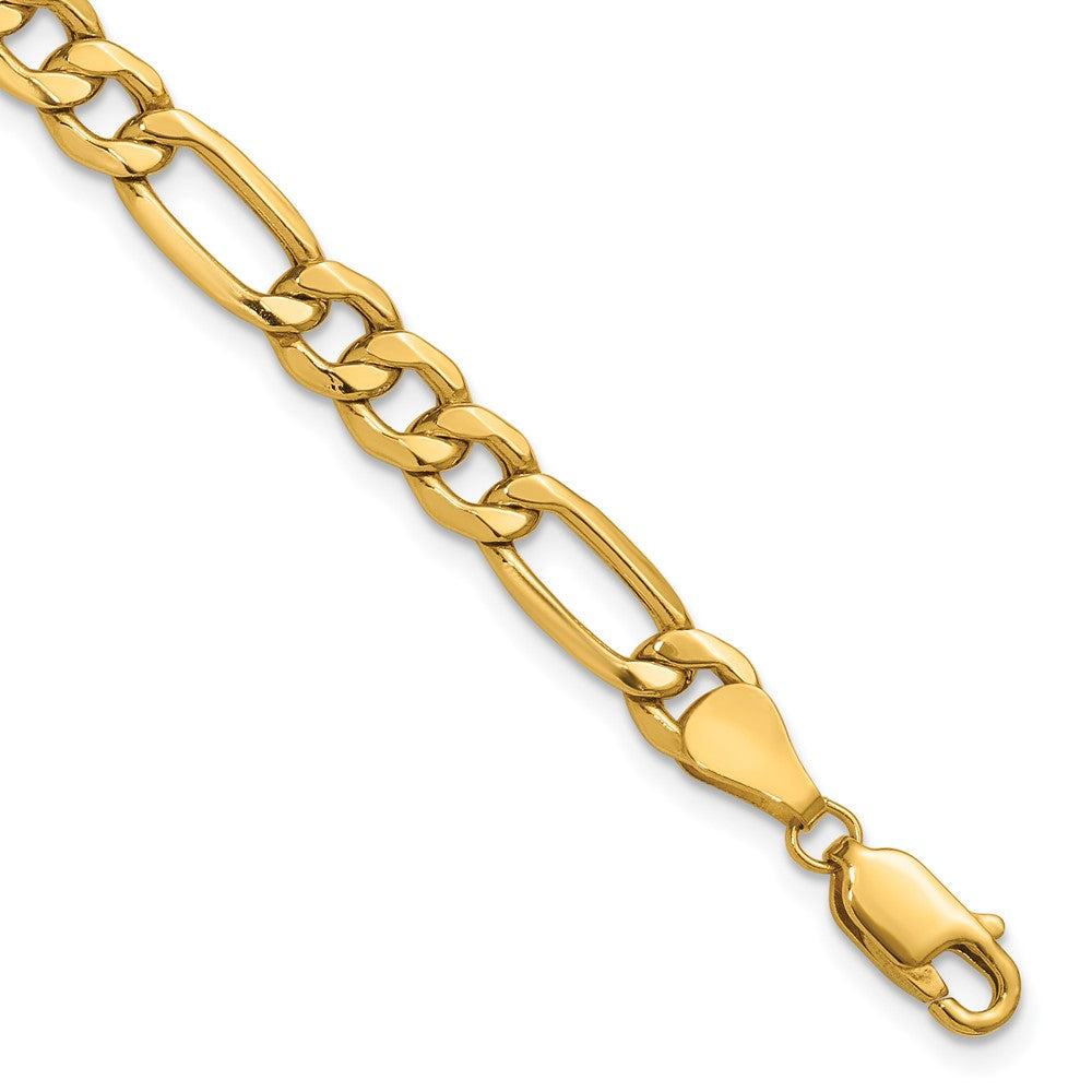 10K Gelbgold 6.25mm Halbmassiv Figaro Gliederarmband
