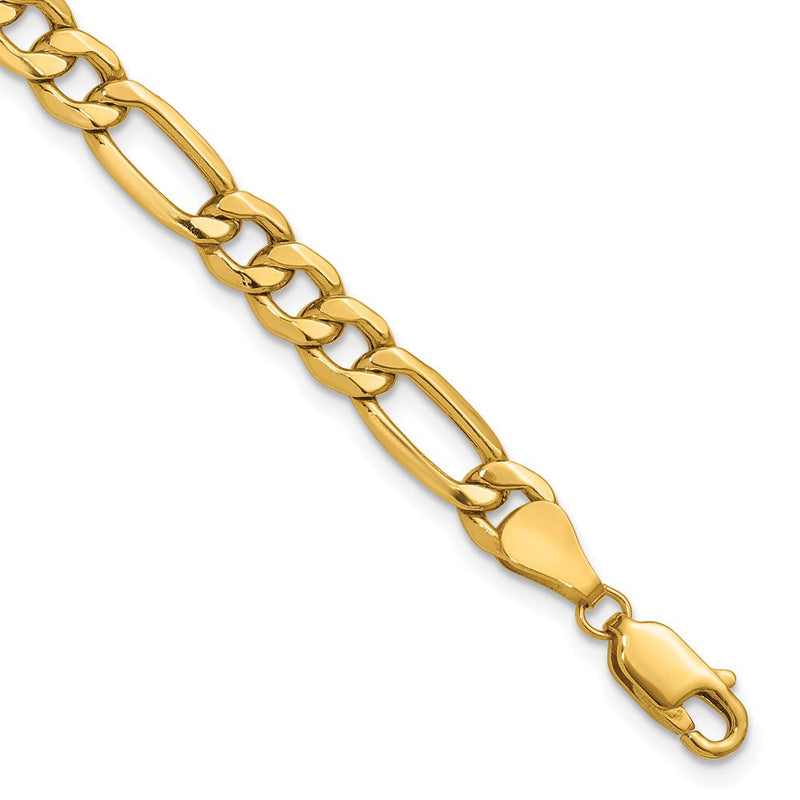 10K Gelbgold 6.25mm Halbmassiv Figaro Gliederarmband
