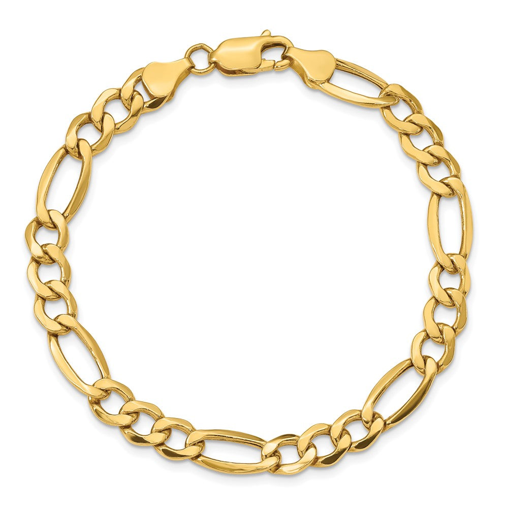 10K Gelbgold 7.3mm Halbmassiv Figaro Gliederarmband