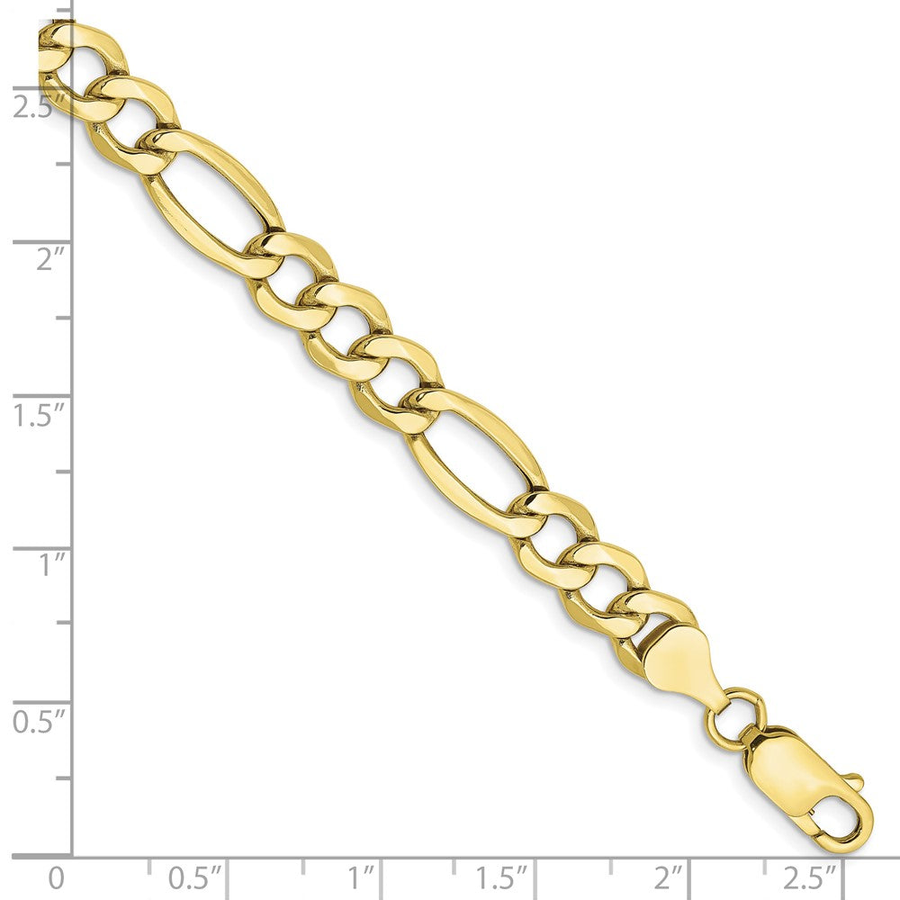 10K Gelbgold 7.3mm Halbmassiv Figaro Gliederarmband