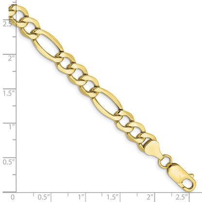 10K Gelbgold 7.3mm Halbmassiv Figaro Gliederarmband