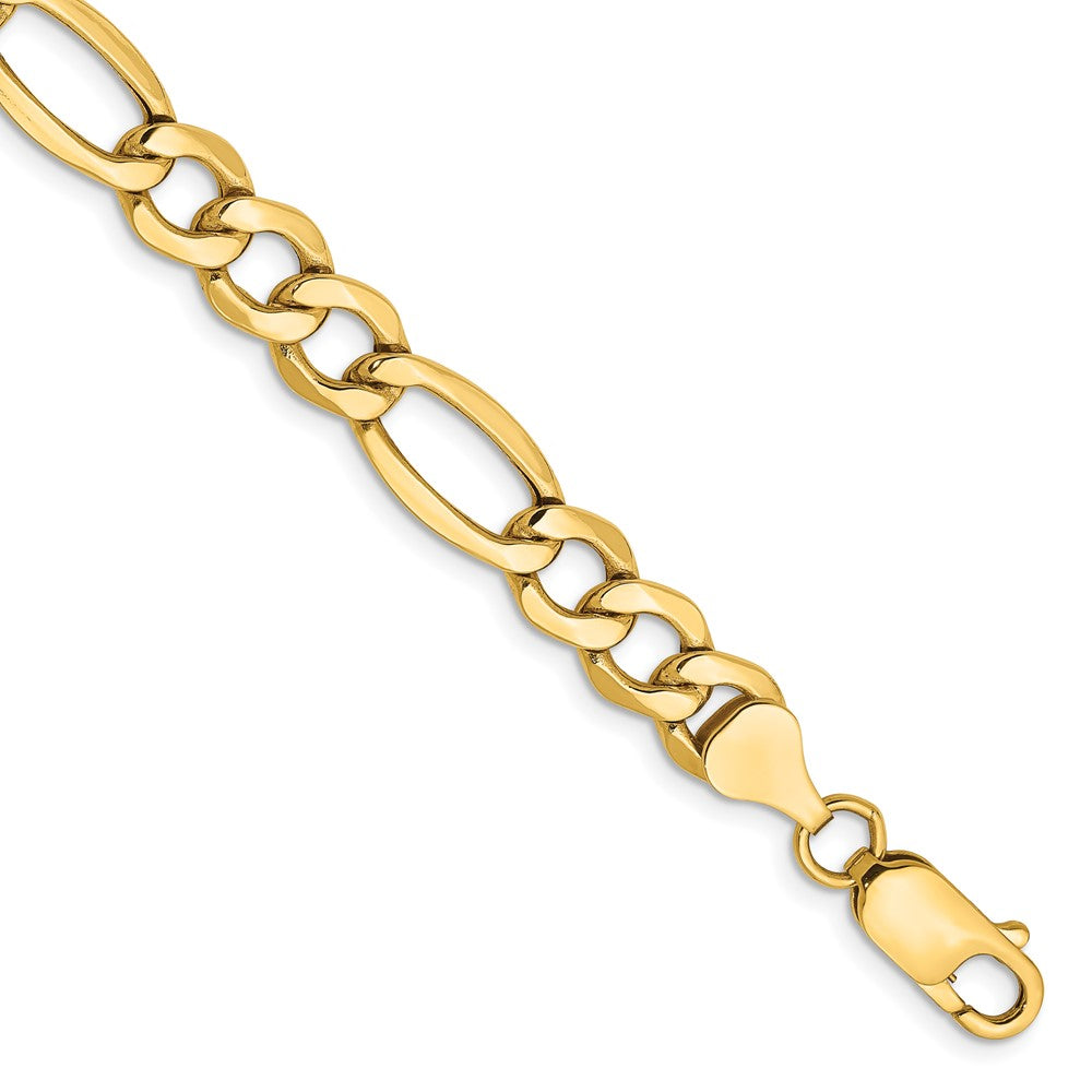 10K Gelbgold 7.3mm Halbmassiv Figaro Gliederarmband