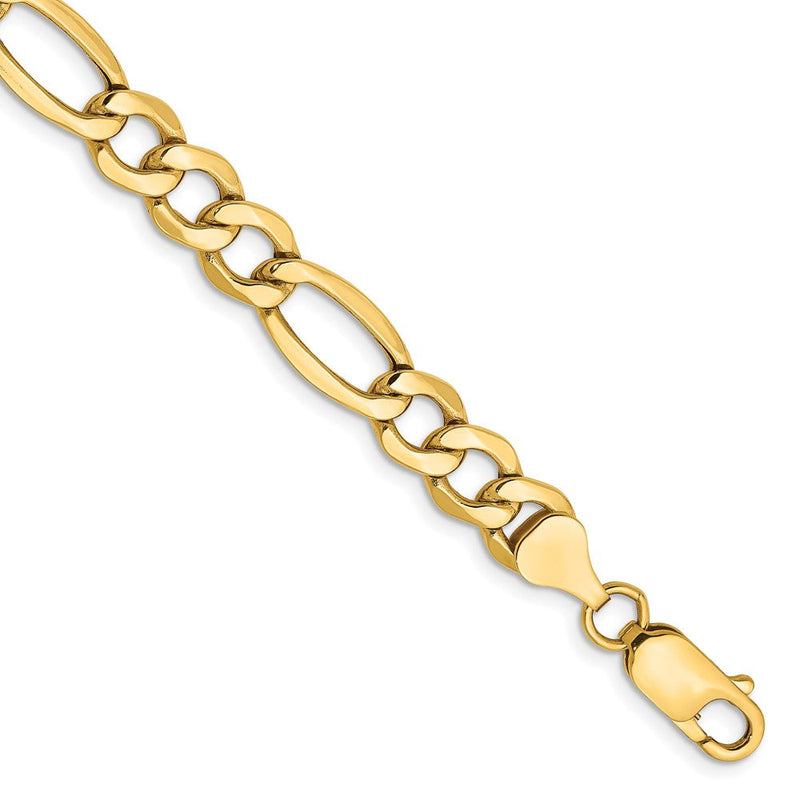 10K Gelbgold 7.3mm Halbmassiv Figaro Gliederarmband