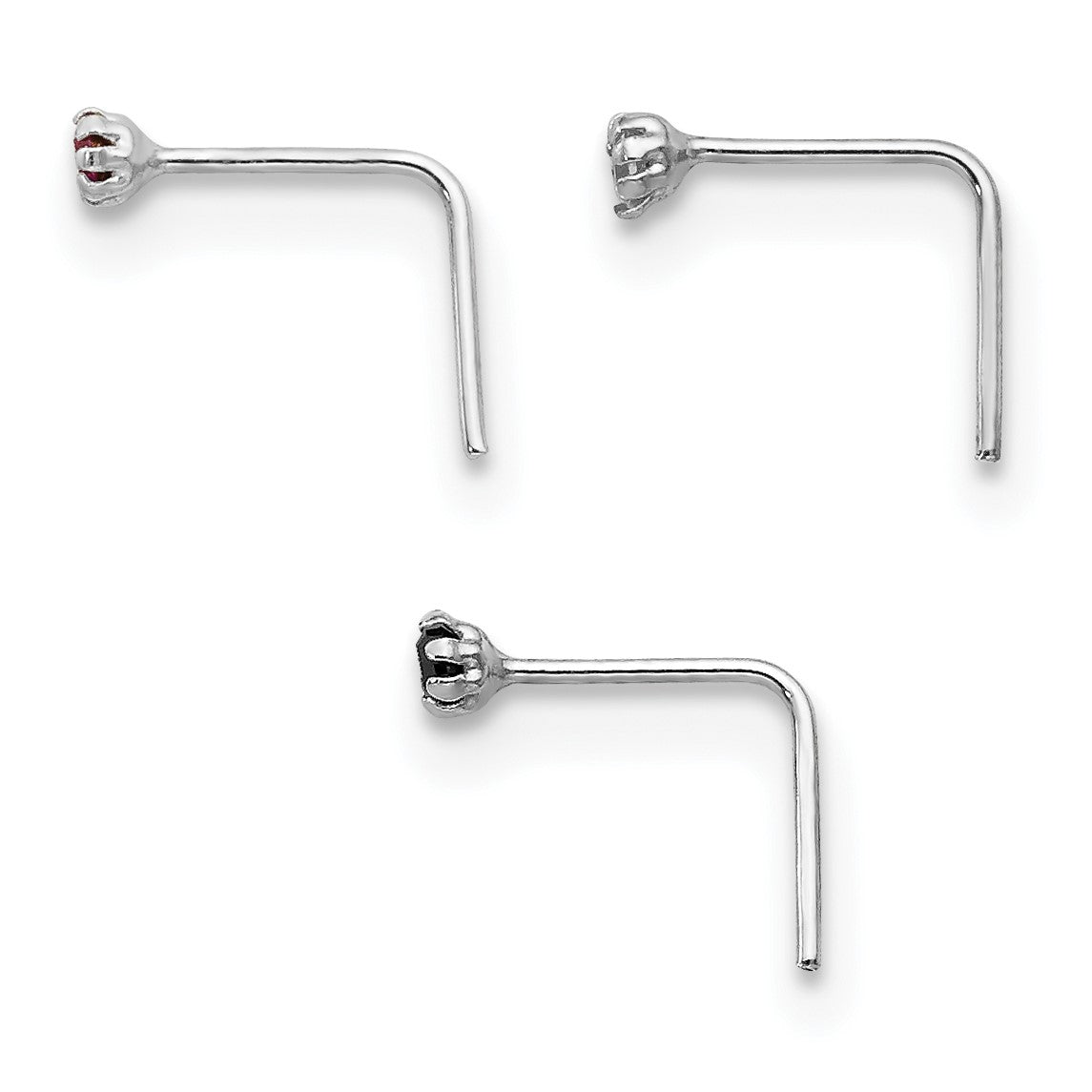 10K Weißgold 1.5mm Set Of 3 Zirkonia Nasen Studs