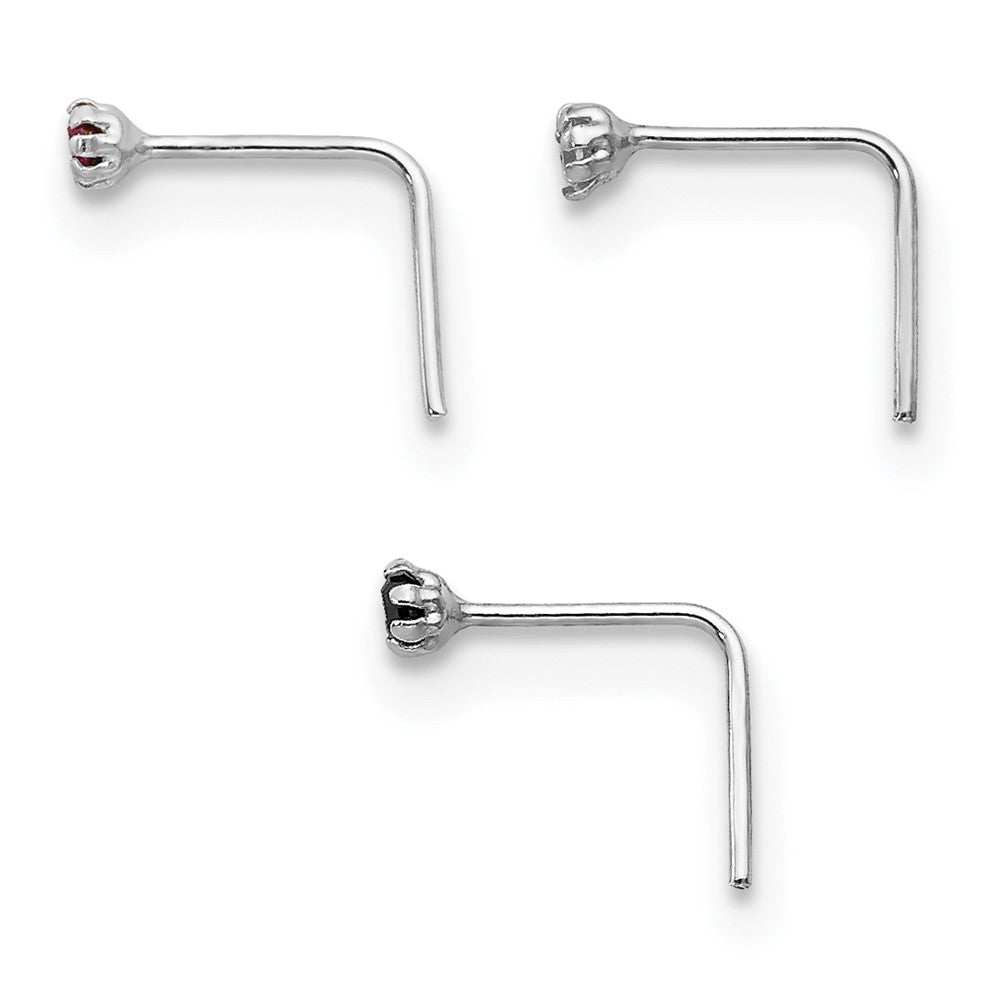 10K Weißgold 1.5mm Set Of 3 Zirkonia Nasen Studs