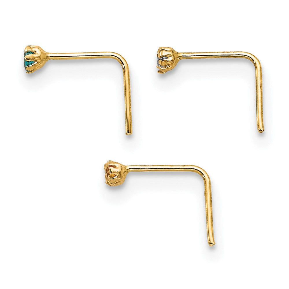 10K Gelbgold 1.5mm Set Of 3 Zirkonia Nasen Studs