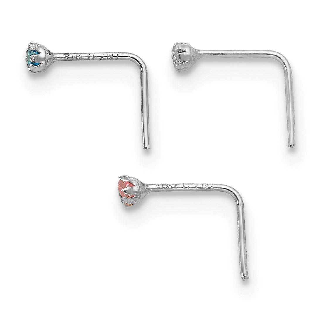 10K Weißgold 1.5mm Set Of 3 Zirkonia Nasen Studs