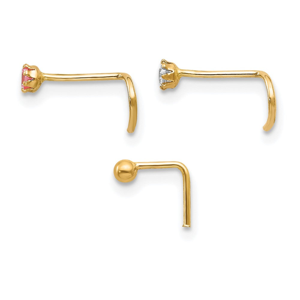 10K Gelbgold Set Of 3 Zirkonia Nasen Studs