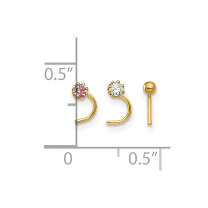 10K Gelbgold Set Of 3 Zirkonia Nasen Studs
