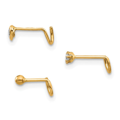 10K Gelbgold Set Of 3 Zirkonia Nasen Studs