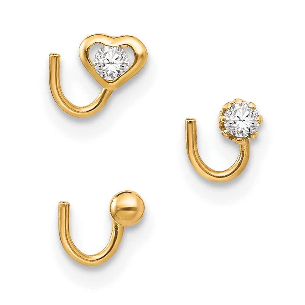 10K Gelbgold Set Of 3 Zirkonia Nasen Studs