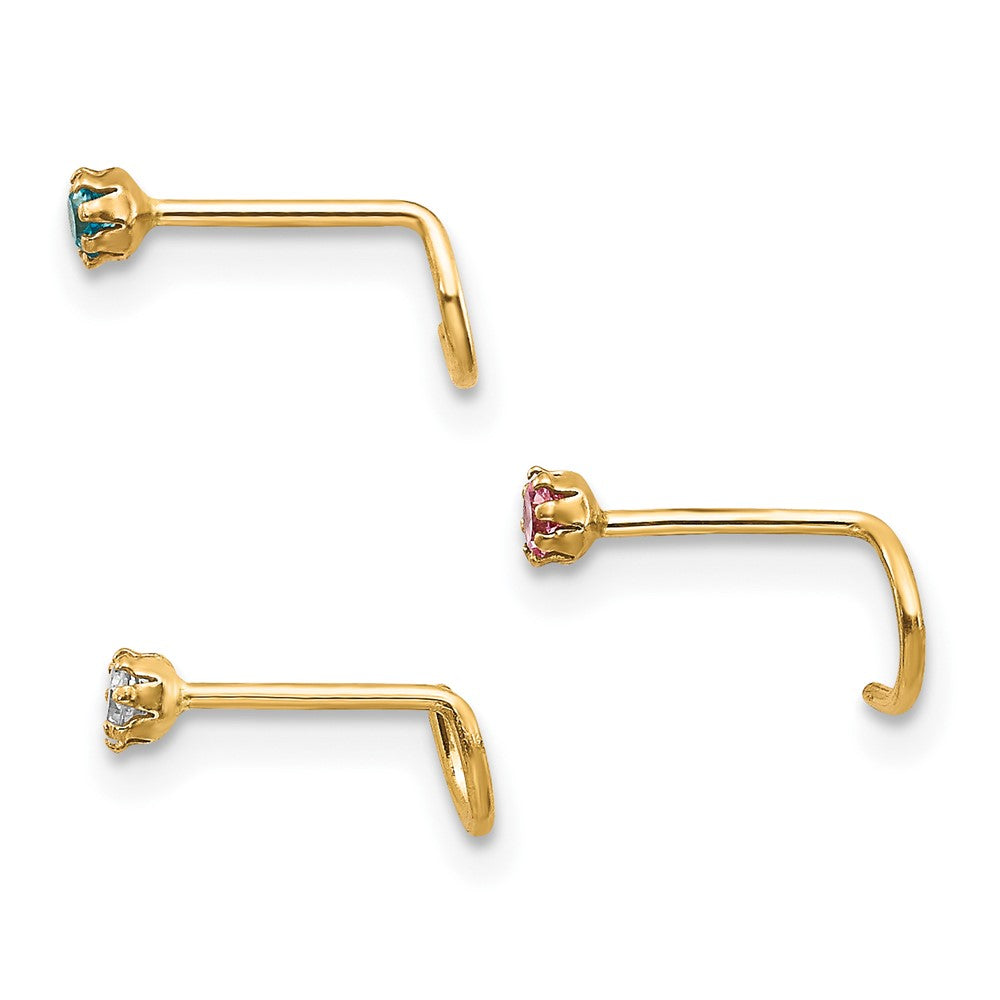 10K Gelbgold Set Of 3 Zirkonia Nasen Studs