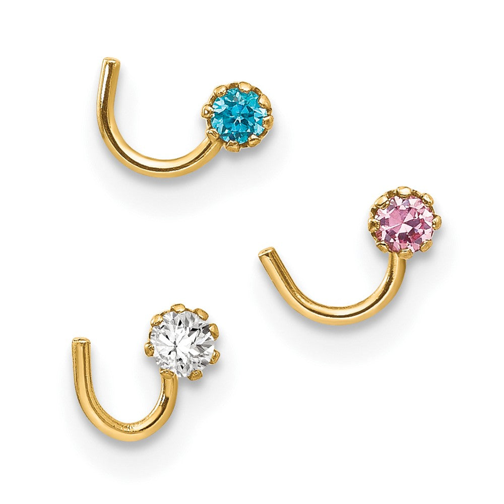 10K Gelbgold Set Of 3 Zirkonia Nasen Studs
