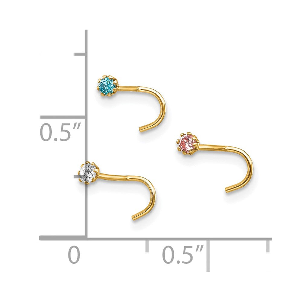 10K Gelbgold Set Of 3 Zirkonia Nasen Studs