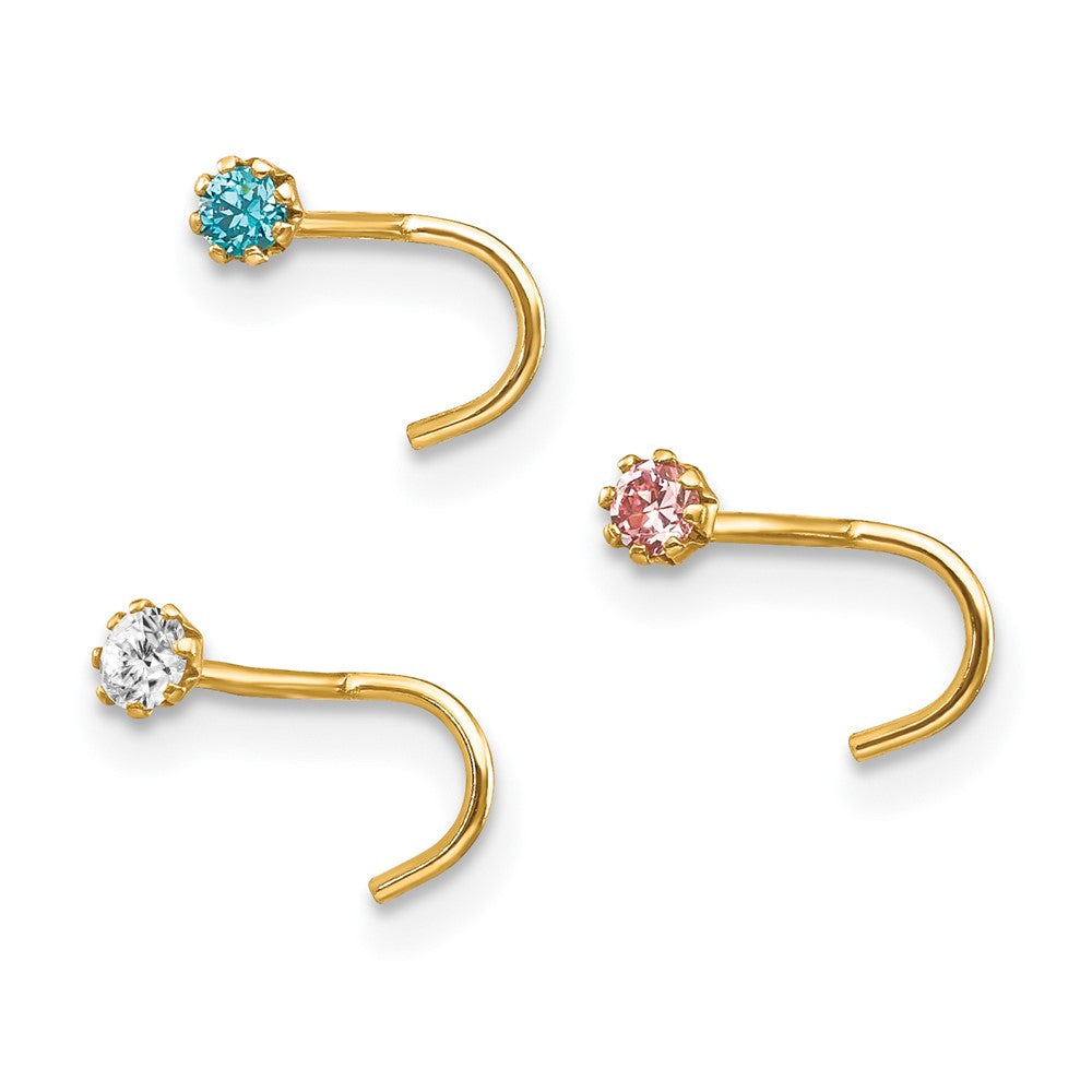 10K Gelbgold Set Of 3 Zirkonia Nasen Studs