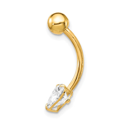 10K Gelbgold mit 6x6 Zirkonia Herz Belly Hängend