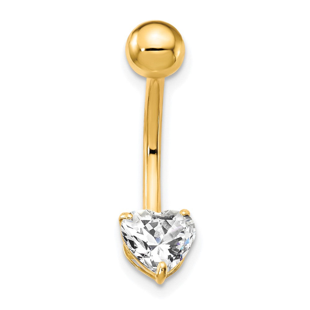 10K Gelbgold mit 6x6 Zirkonia Herz Belly Hängend