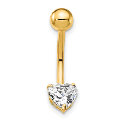 10K Gelbgold mit 6x6 Zirkonia Herz Belly Hängend