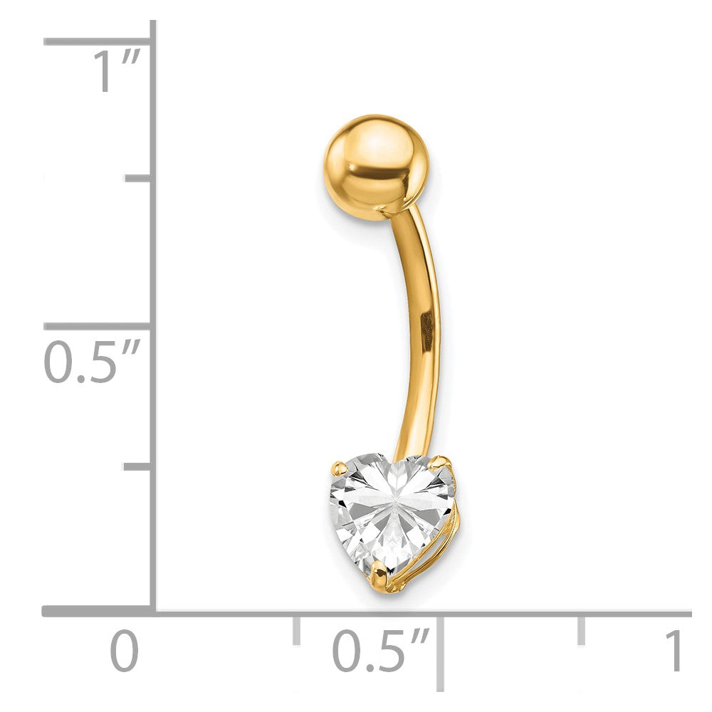 10K Gelbgold mit 6x6 Zirkonia Herz Belly Hängend
