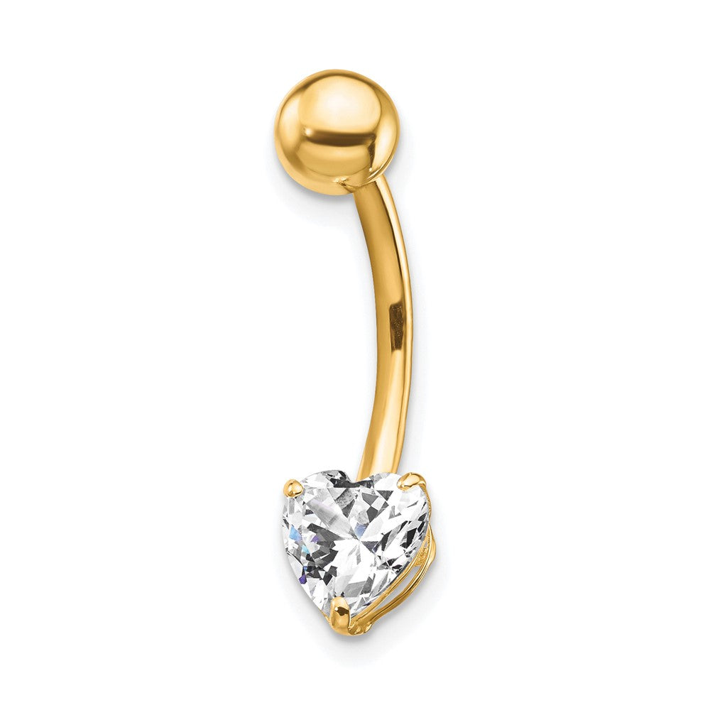10K Gelbgold mit 6x6 Zirkonia Herz Belly Hängend