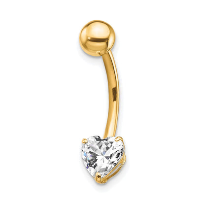 10K Gelbgold mit 6x6 Zirkonia Herz Belly Hängend
