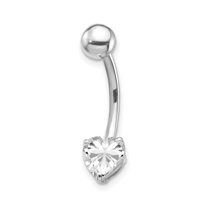 10K Weißgold mit 6x6 Zirkonia Herz Belly Hängend