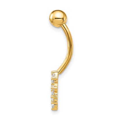 10K Gelbgold mit Zirkonia Herz Belly Hängend