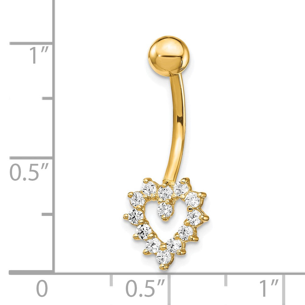 10K Gelbgold mit Zirkonia Herz Belly Hängend
