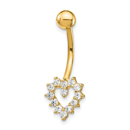 10K Gelbgold mit Zirkonia Herz Belly Hängend