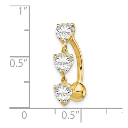 10K Gelbgold 5mm Zirkonia Herz Belly Hängend